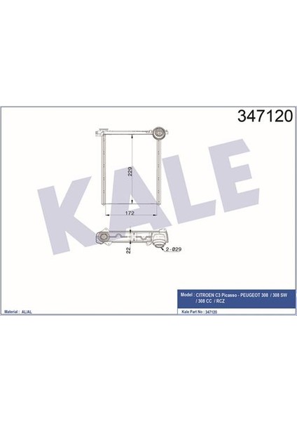 Kalorifer Radyatörü 308 1.4 16V-1.6 16V 07 C3 1.4VTI 09 Kilimalı-Kilimasız Araçlar Için
