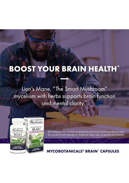 Mycobotanicals Brain Mushrooms Lions Mane Reishi Cordyceps Bacopa Ginkgo Supports Mental Clarity