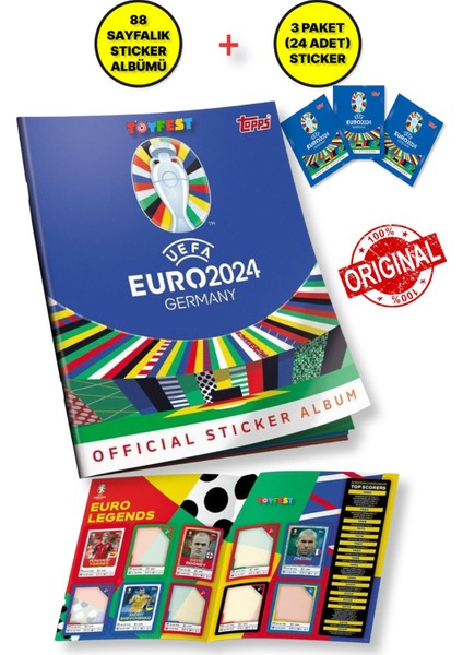 Almanya Euro 2024 Avrupa Şampiyonası Match Attax - Resmi Futbolcu Sticker Dergisi + 24 Adet Sticker