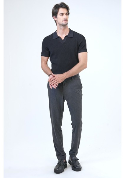 Koyu Gri Slim Fit Beli Lastikli Spor Pantolon fiyatları
