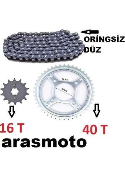 Honda Cbf 150 Performans Zincir Dişli Seti Oringsiz Düz Zincirli Arka 40T ,ön 16T fiyatları