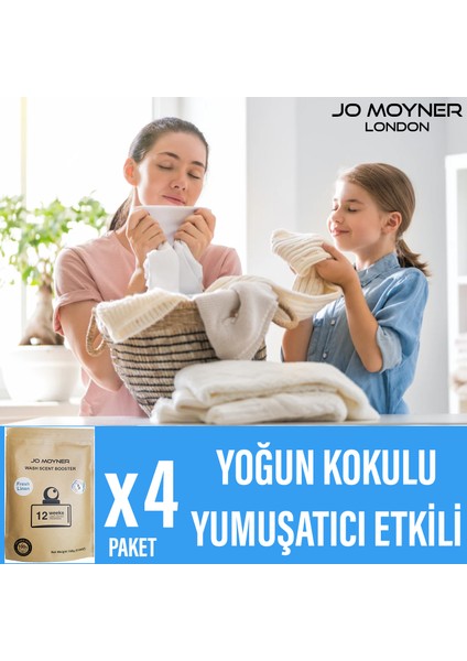 Jo Moyner Granül Çamaşır Parfümü Boncuk Çamaşır Yumuşatıcısı Konsantre Taze Keten 4 Paket