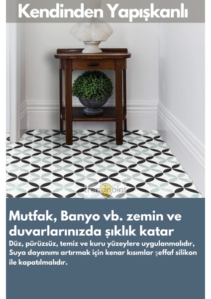 Kendinden Yapışkanlı Pvc Sticker 4ADET 30CM×30CM Mutfak Banyo Duvar Zemin Kaplama