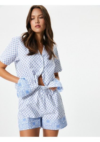 Pijama Altı Şort Çiçekli Pamuklu