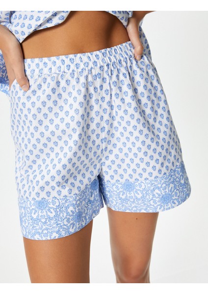 Pijama Altı Şort Çiçekli Pamuklu