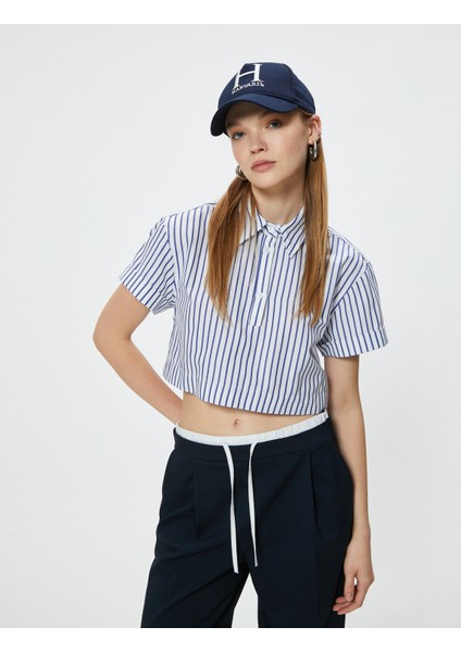 Kısa Kollu Gömlek Crop Düğmeli Klasik Yaka Slim Fit fiyatları
