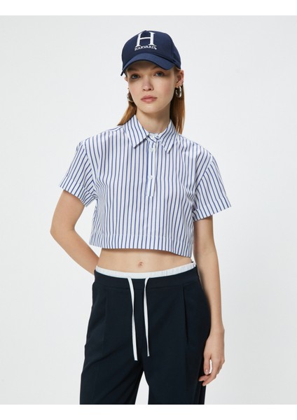 Kısa Kollu Gömlek Crop Düğmeli Klasik Yaka Slim Fit modelleri