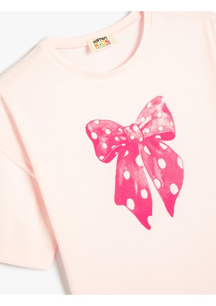 Tişört Fiyonk Baskılı Kısa Kollu Bisiklet Yaka Pamuklu modelleri