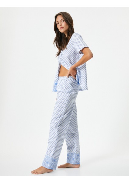 Pijama Altı Desenli Düz Paça Pamuklu