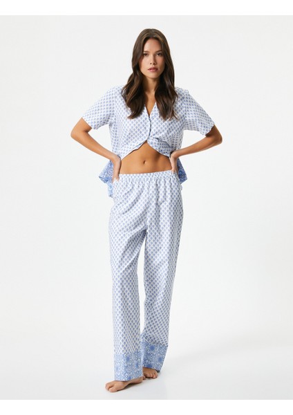 Pijama Altı Desenli Düz Paça Pamuklu