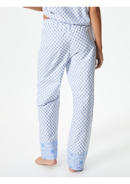 Pijama Altı Desenli Düz Paça Pamuklu