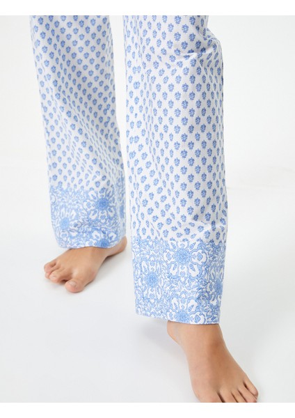Pijama Altı Desenli Düz Paça Pamuklu