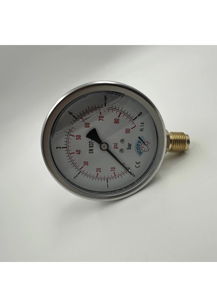 Ø 100 - 0 - 2.5 Bar 1/2 Gliserinli Alttan Çıkışlı Manometre