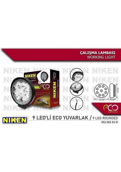 Calısma Lambası Eco 9 Ledli Yuvarlak