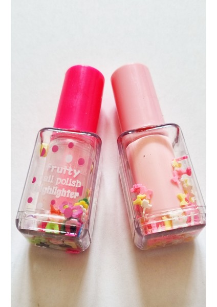 2'li Oje Fosforlu Kalem 1 Neon + 1 Pastel Renk Pullu Oje Fosforlu Kalem