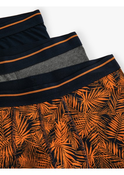 3'lü Boxer Seti Yaprak Baskılı Çok Renkli Pamuklu