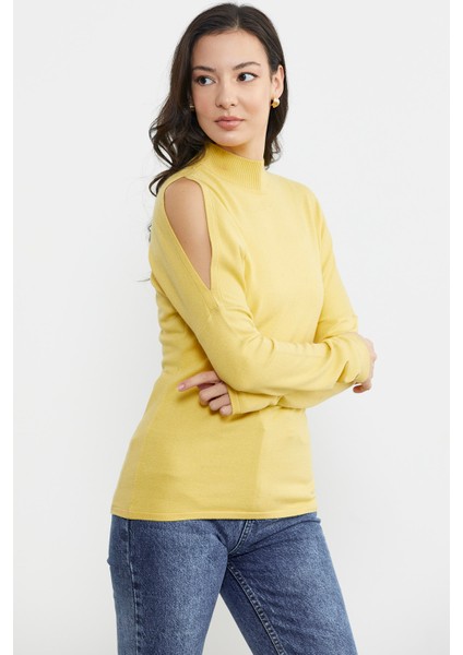 Omuz Detaylı Triko Kazak - Sarı modelleri