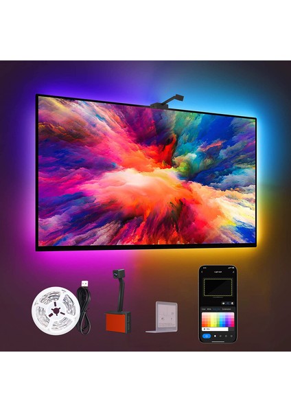 Tv LED Arka Plan Aydınlatması, Dreamview T1 Wifi Tv Arka Plan Aydınlatması, 55-65 Inç Tv ve Pc Için Kameralı, Rgbıc LED Şerit Alexa ve Google Assistant ile Uyumlu (Yurt Dışından)