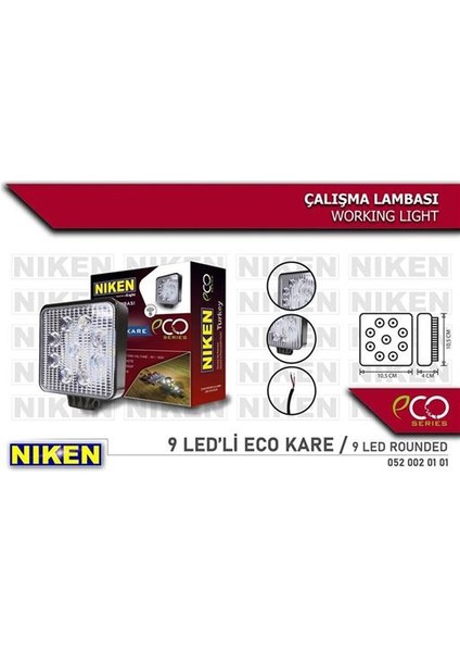 Calısma Lambası Eco 9 Ledli Kare