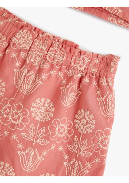 Çiçek Işlemeli Şort Tişört Takım Pamuklu modelleri