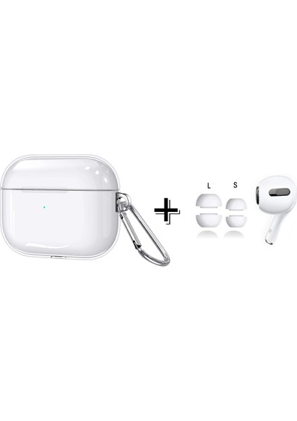 Airpod Pro Şeffaf Anahtar Askılıklı Kılıfı + 2 Çift Yedek Kulaklık Ucu S/l Gürültü Engellemeli Tıkaç - FC567