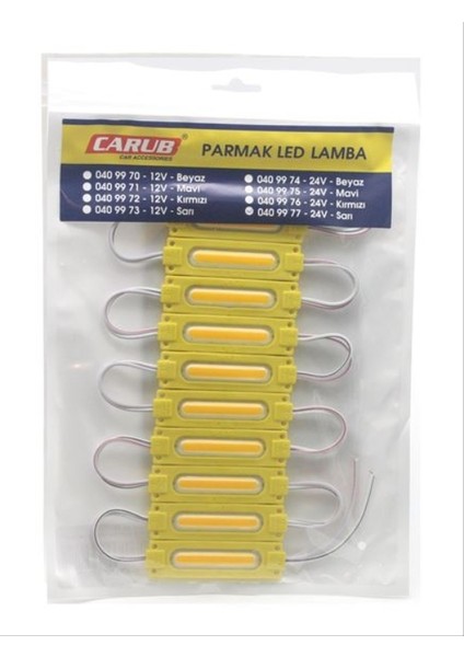 Parmak LED Lamba Dikdörtgen Camlı Sarı (10 Adet) 12V