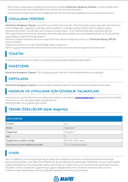 Ultracare Kerapoxy Cleaner Spray Epoksi Çıkarıcı modelleri