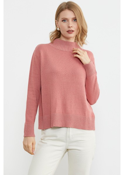 Yarım Balıkçı Sim Detaylı Triko Kazak - Somon modelleri