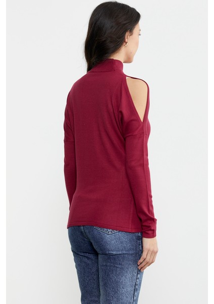 Omuz Detaylı Triko Kazak - Bordo indirimleri