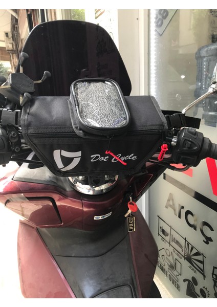 Telefon Tutuculu Motosiklet Gidon Çantası / Maxi Scooter