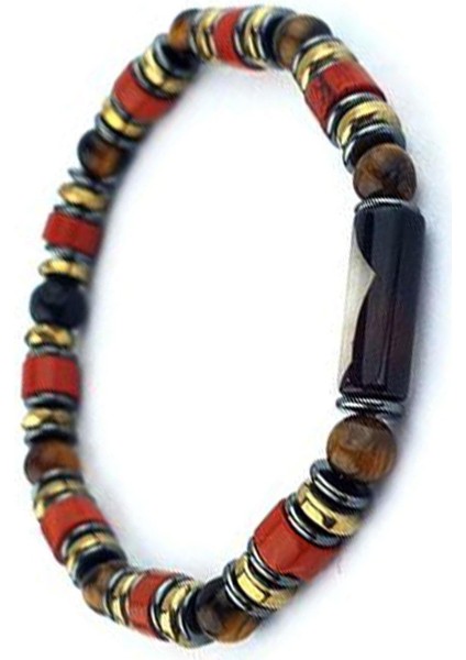 Yemen Akik Kaplan Gözü Hematit Oniks Taşlı Tasarım Doğal Taş Bileklik Özel Seri