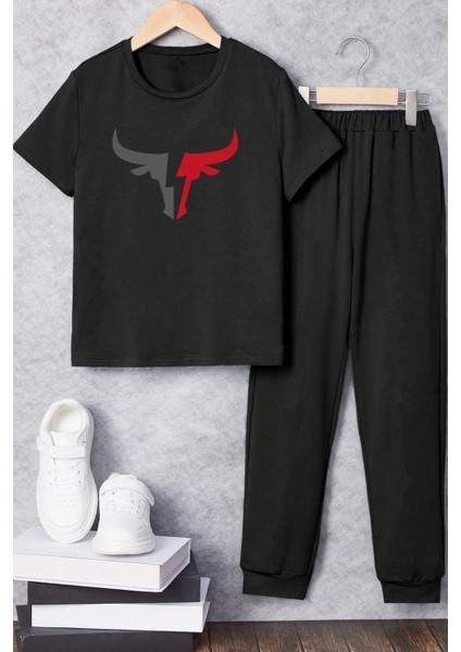 Only Trendwear Çocuk Boğa Baskılı Alt - Üst Eşofman Takımı