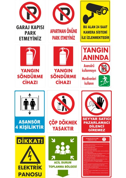 12'li Apartman Seti Dijital Uv Folyo Yapışkan Baskı Uyarı Etiket Yapıştırma Sticker 25X35