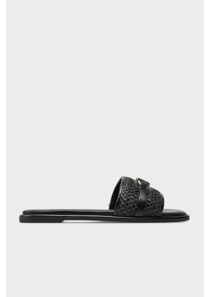 Logolu Hasır Düz Terlik 40S4EBFS1D003 Kadın Terlik 40S4EBFS1D 003