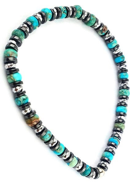 Turkuaz ve Hematit Taşlı El.işi Tasarım doğal taş bileklik