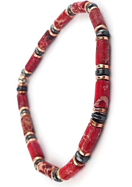 Mercan ve Hematit Taşlı El.işi Tasarım Doğal Taş Bileklik