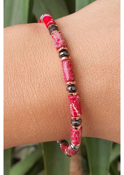 Mercan ve Hematit Taşlı El.işi Tasarım Doğal Taş Bileklik fiyatları