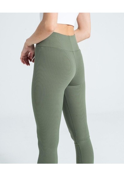 Incebelli Collection Şardonlu Kaşkorse Fitilli Tayt Kışlık Çağla Yeşil