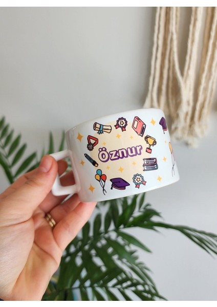 Isme Özel Kişiye Özel Seramik Mezuniyet Temalı Kahve Fincanı