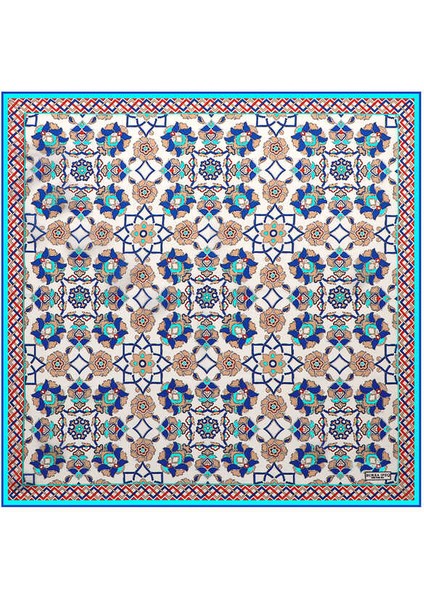 Ekru Gold Motif Desen Ipek Mendil