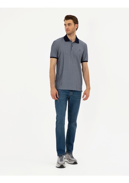 Erkek Lacivert Slim Fit Tişört 50284327-VR033 fırsatları