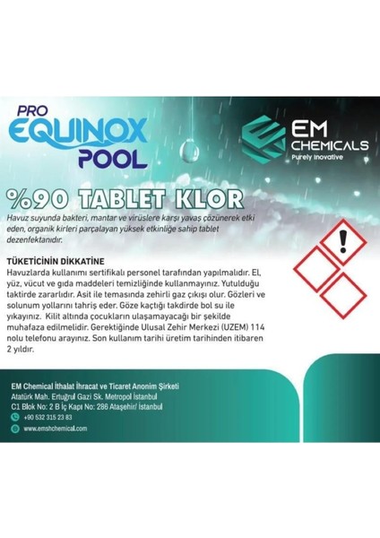 Proequınoxpool %90 Tablet Klor 50KG - Havuz Kloru-Plastik Bidon Pe fiyatları