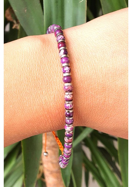 Lepidolir ve Hematit Taşlı El.işi Tasarım Doğal Taş Bileklik fiyatları