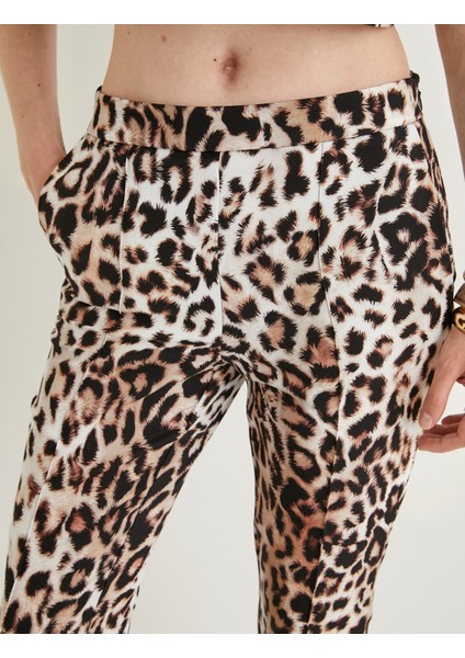 Leopar Kapri Pantolon Yüksek Bel
