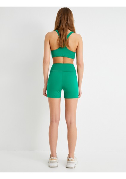 Spor Ekstra Kısa Tayt Yüksek Bel Yanları Çizgili Slim Fit
