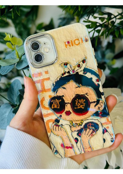 Case iPhone Uyumlu Rich Girl Yağlı Boya Tasarım Kılıf
