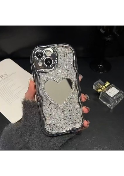 Case iPhone Uyumlu Glitter Kalp Aynalı Parıltılı Kılıf modelleri