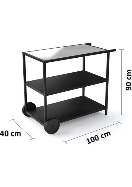 Jack Arti Çok Amaçlı Tekerlekli 3 Katlı Fırınlık Kahve Masası Yazıcı Sehpası Servis Sunum Arabası