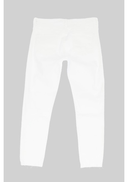 Naomi Beyaz Yüksek Bel Patı Fermuarlı Paçası Kesikli Jean Pantolon C 4526-055 fiyatları