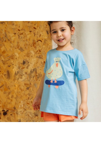 "comfy" Organik Pamuk Tshirt - Gök Mavi